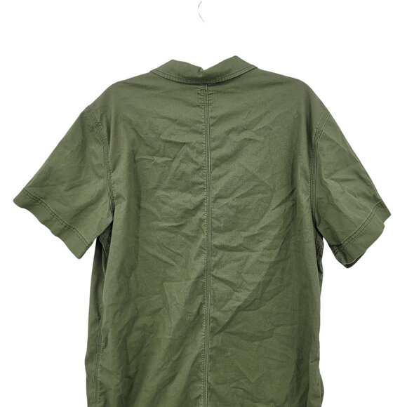 Vtg Lee Workwear Army Green Pinafore Denim Utility Shirt Dress Sz L Boilersuit - Picture 5 of 12